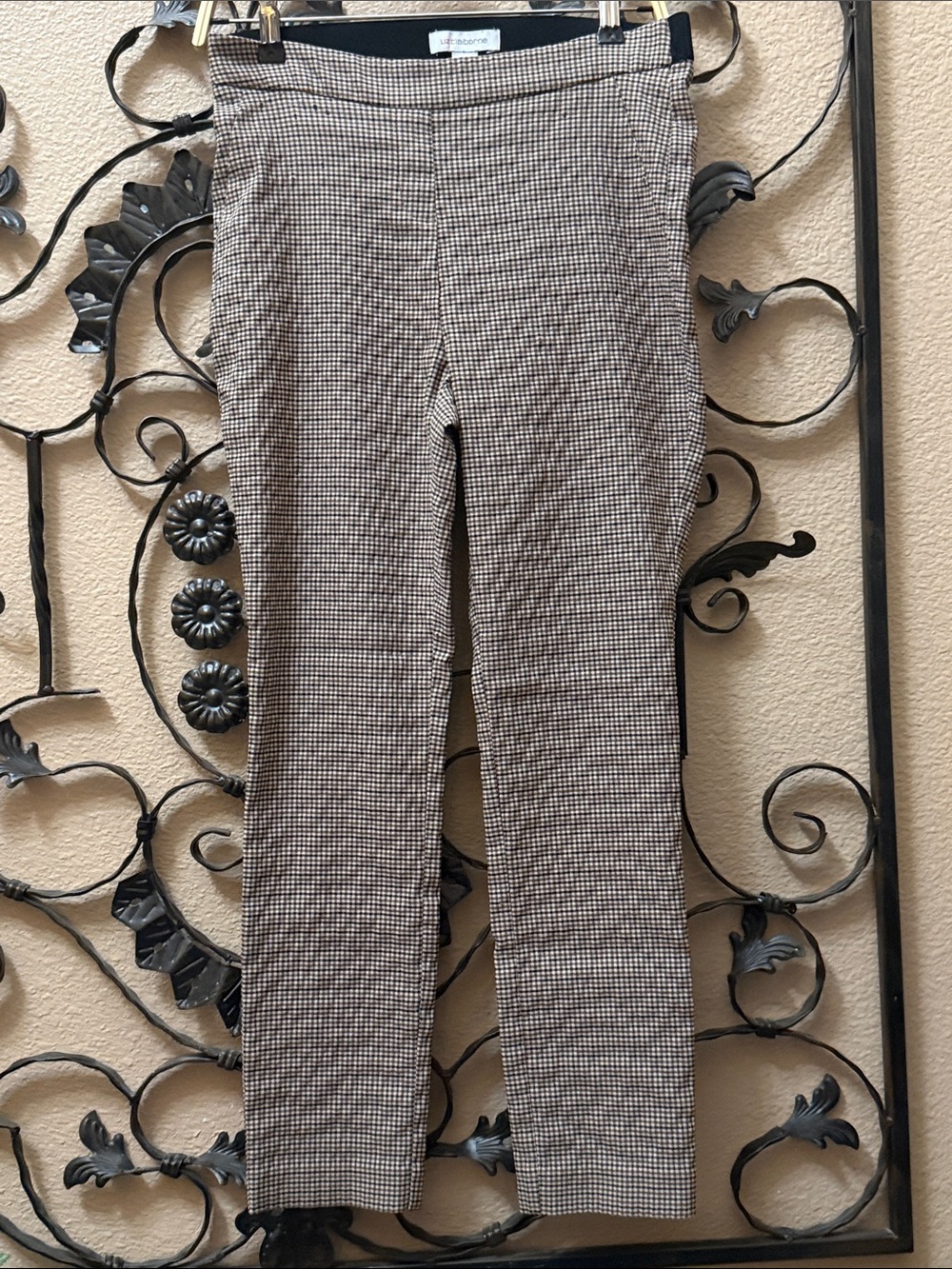 LIZ CLAIBORNE Black & Cream checkered Skinny Pants Size 6